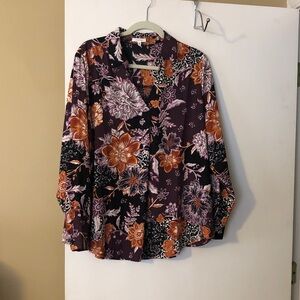 Maurices Floral Blouse - Purple and Orange